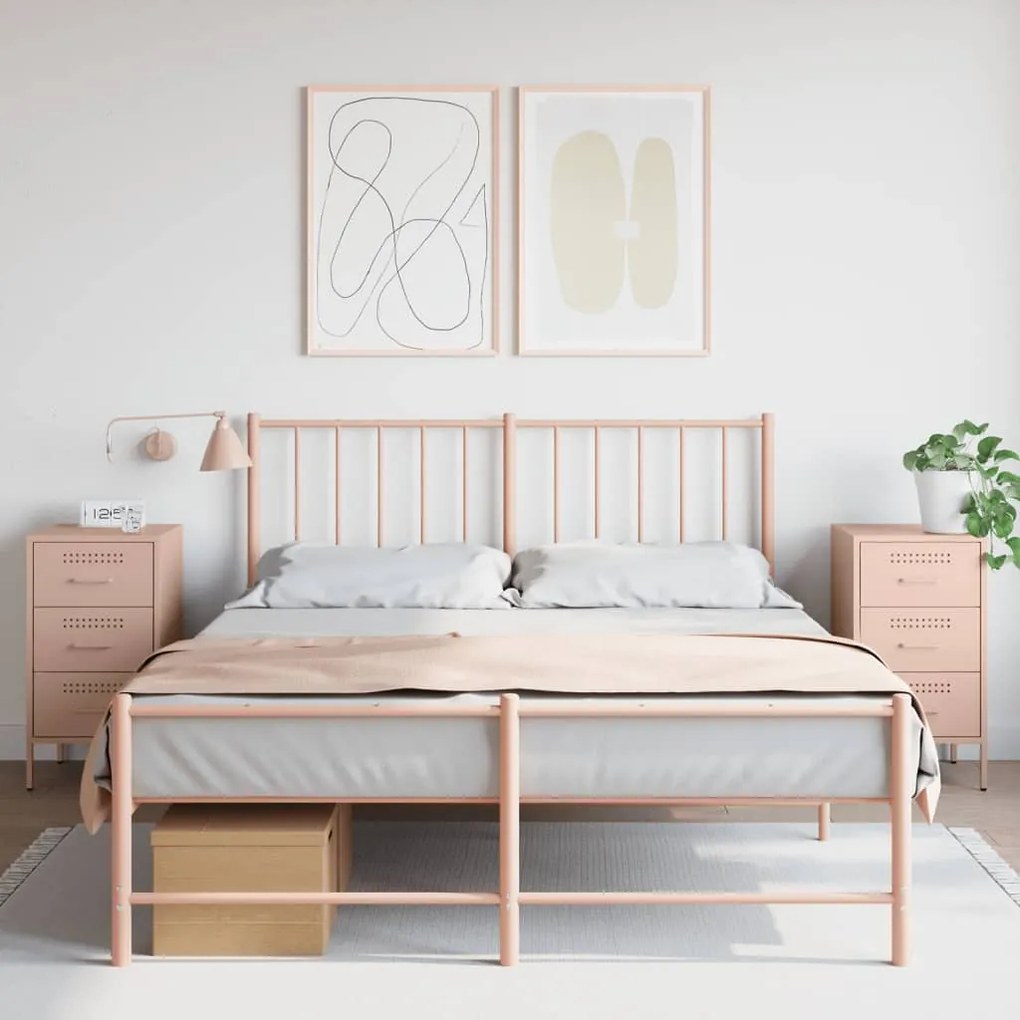 Comodini 2 Pz Rosa 36x39x68 Cm İn Acciaio /