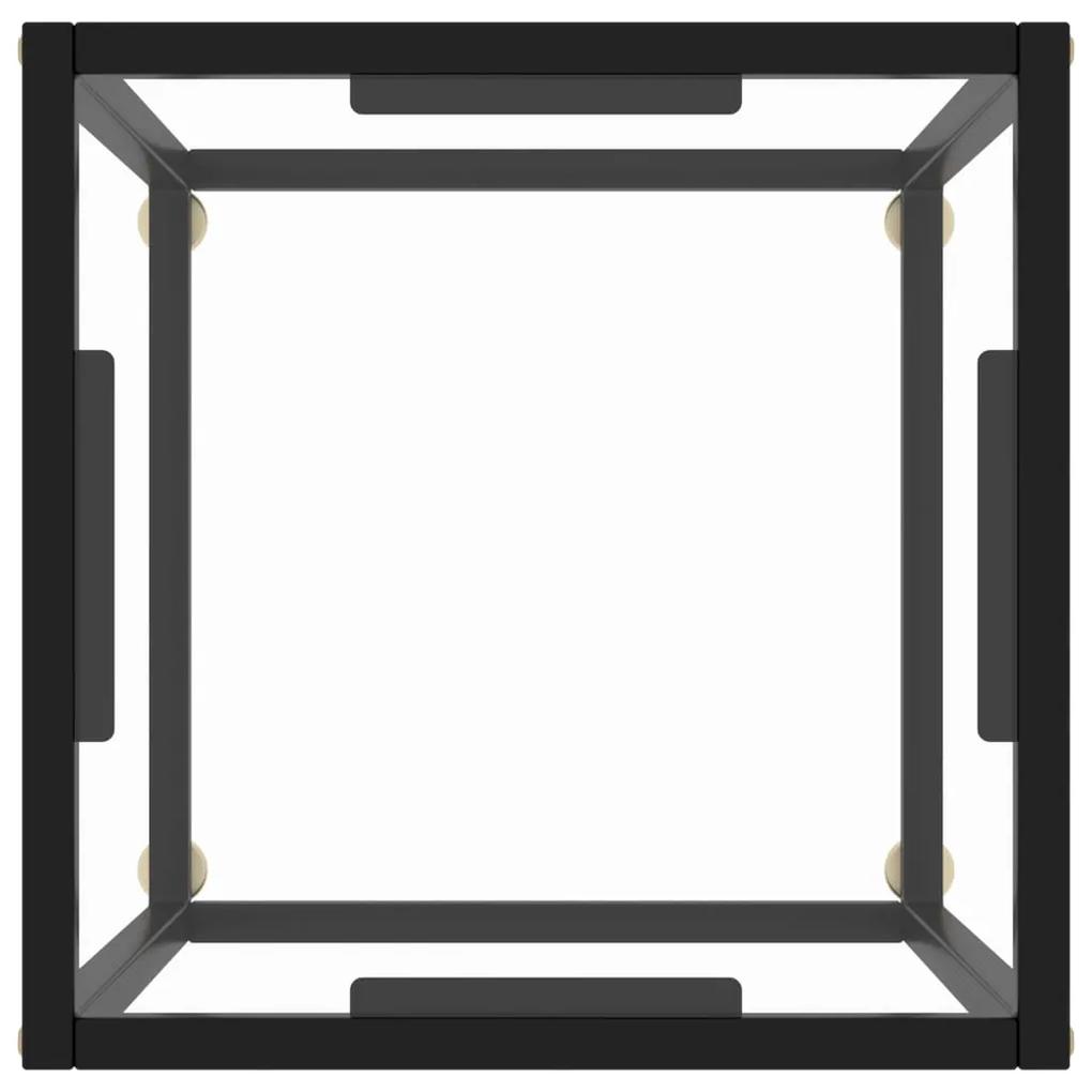 Tavolino da salotto nero con vetro temperato 40x40x50 cm