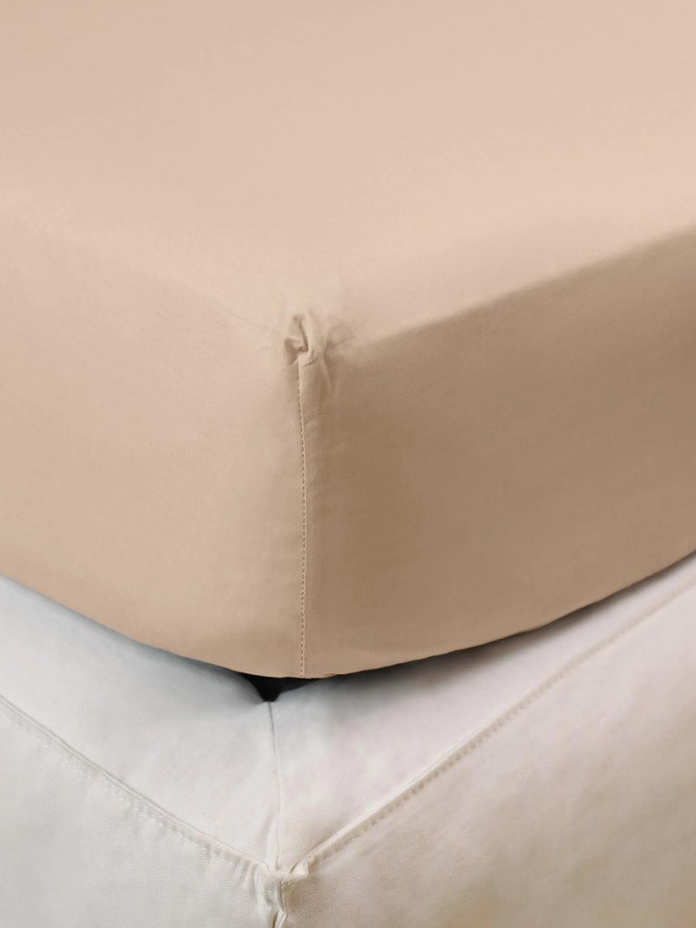 Lenzuolo con angoli in raso di cotone Brown Caffelatte
