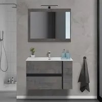 Mobile Bagno Sospeso Effetto Pietra Oxid 90 cm Industrial