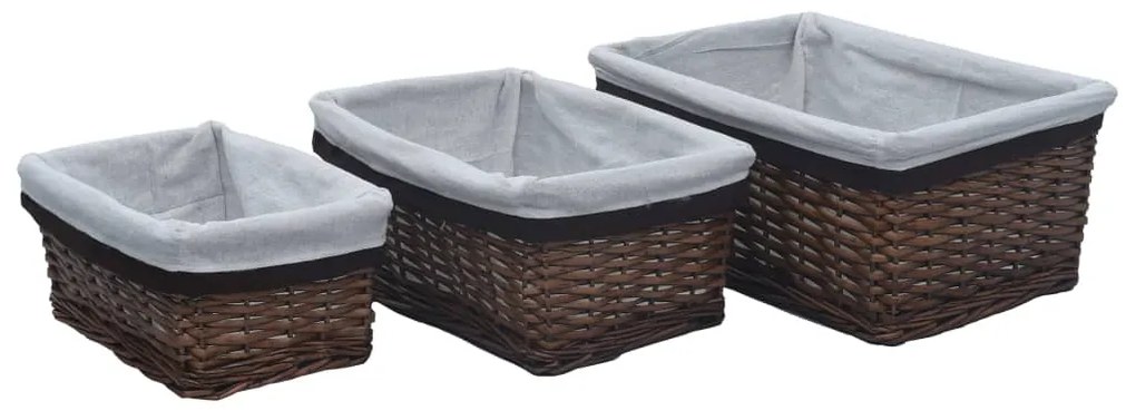 Set Cestini Impilabili 3 Pz Marroni İn Salice /