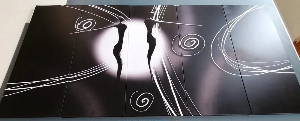 Quadri 5 pezzi – Amore etnico in bianco e nero