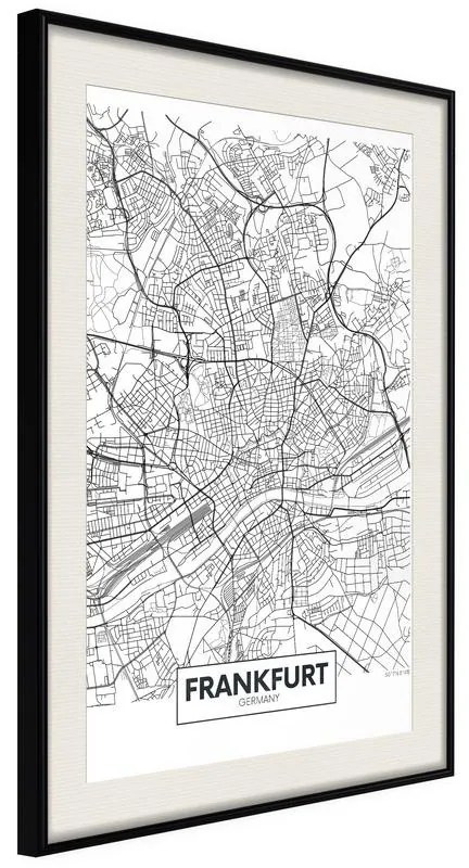 Poster  City map: Frankfurt  Cornice Quadri Cornice nera con pass-partout, Larghezza x Altezza Home decor 40x60