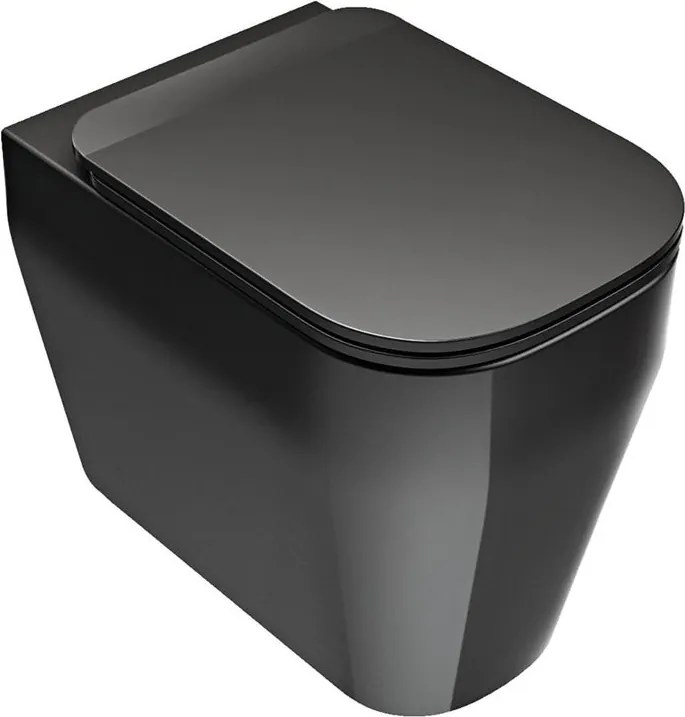 Vaso WC filomuro OLYMPIA CERAMICA tutto evo nero lucido, sedile escluso P 53 x L 36 x H 42.5 cm