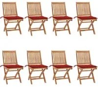 Sedie da Giardino Pieghevoli con Cuscini 8 pz Massello di Teak 3072867