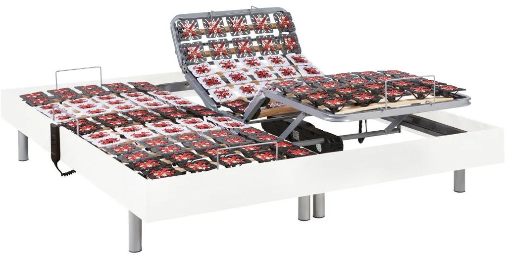 Letto relax elettrico sole sospensioni Materasso memory Motori OKIN 2 x 80 x 200 cm Bianco - ATRIDE di DREAMEA