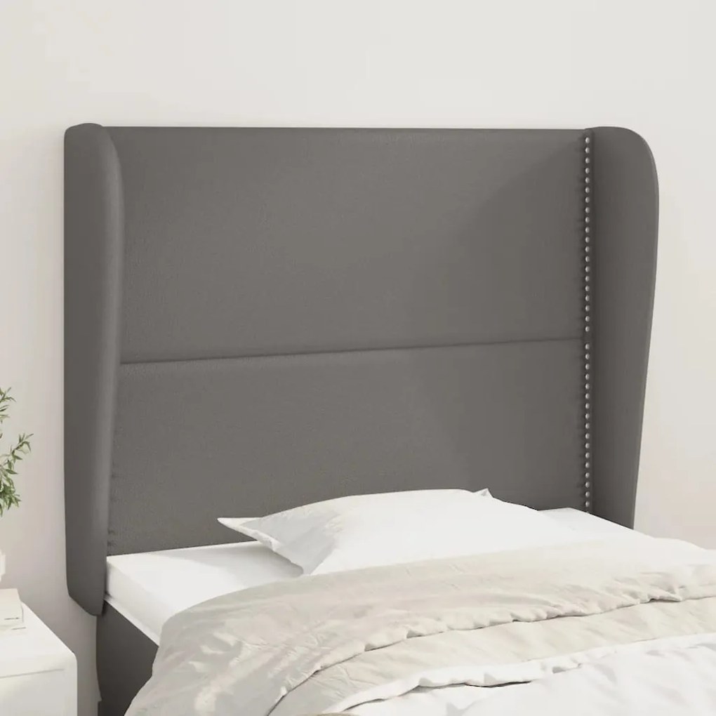 Testiera Ad Orecchio Grigio Scuro 93x23x118/128cm İn Similpelle /