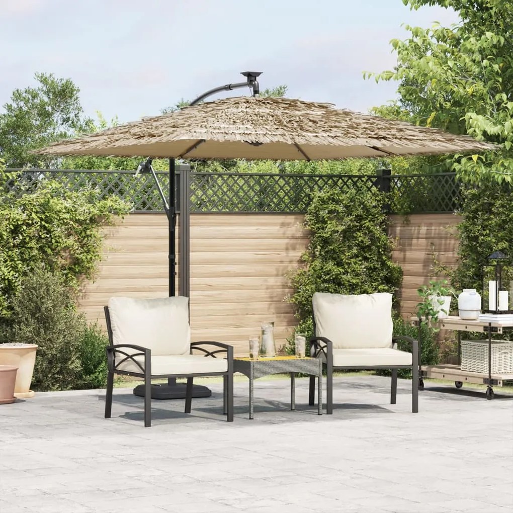 Ombrellone Giardino Led E Palo İn Acciaio Marrone 269x269x235cm /