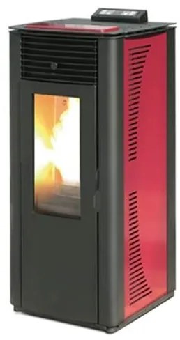 Termostufa a pellet con ventilazione frontale 14.8 kW King 14 Idro bordeaux