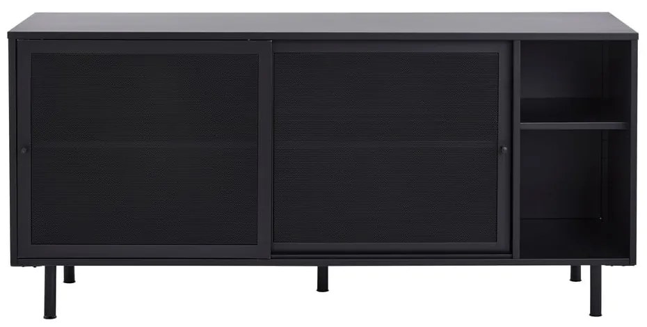 Cassettiera nera in metallo con ante scorrevoli 160x75x46 cm Veep – Unique Furniture