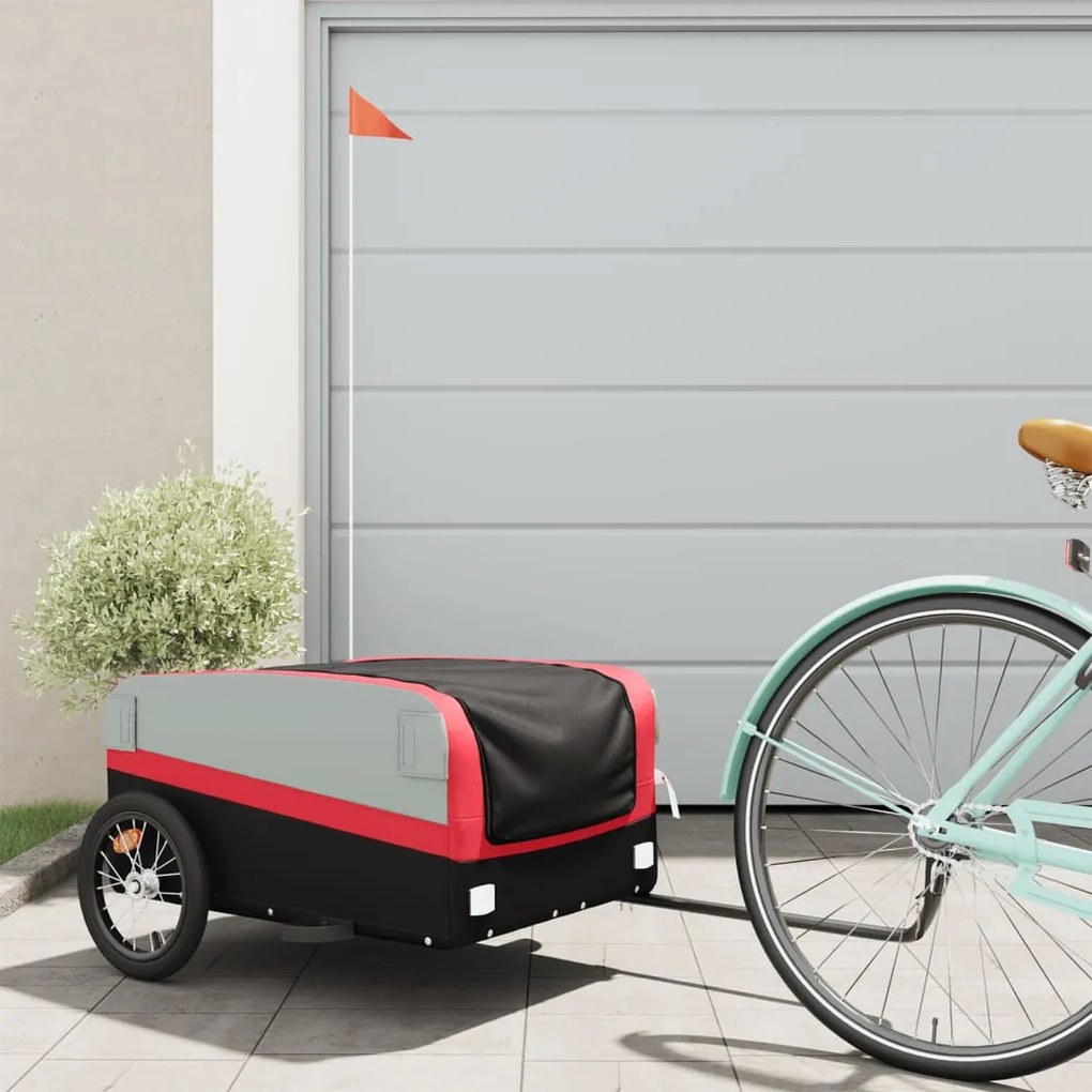 Rimorchio Da Bici Nero E Rosso 45 Kg İn Ferro /