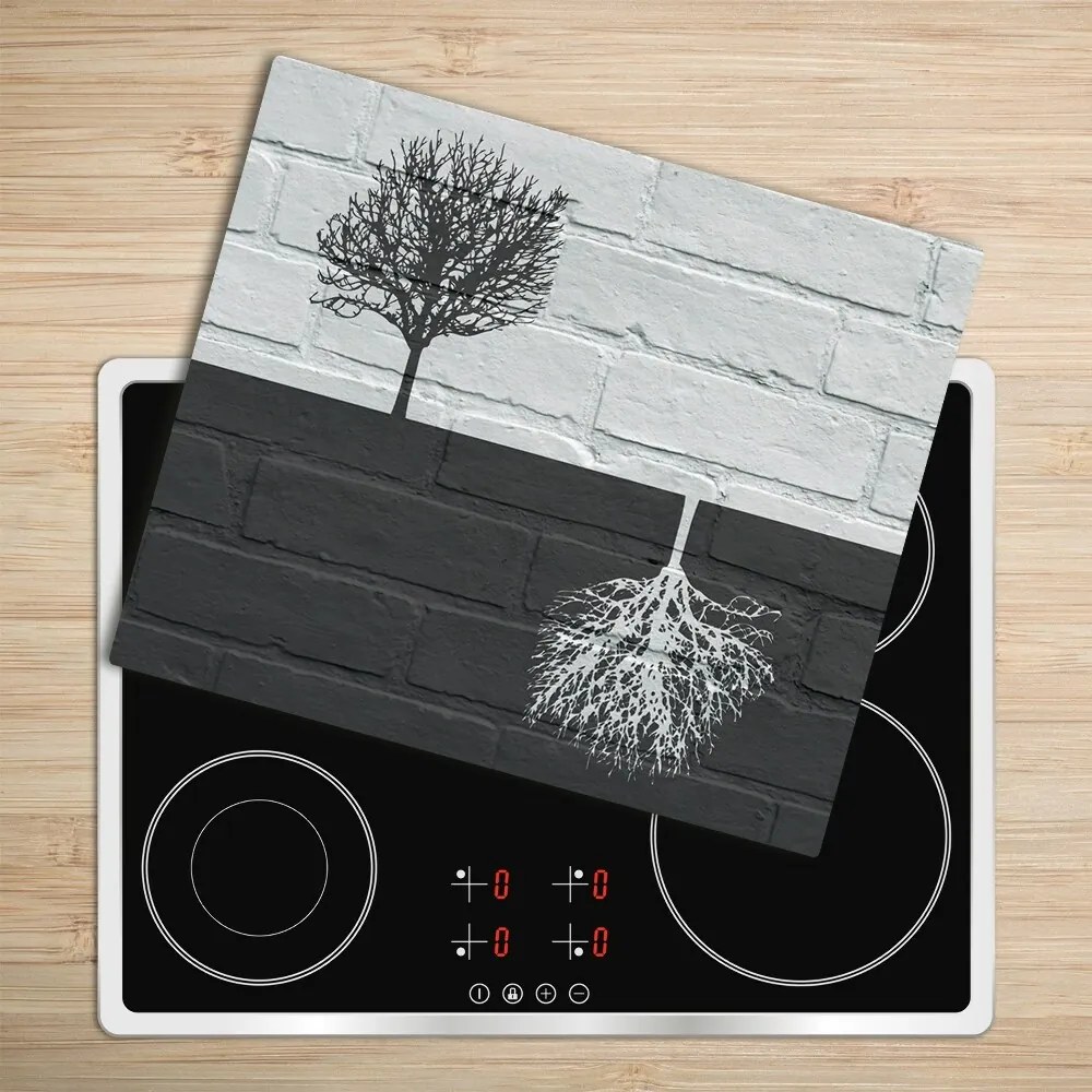 Tagliere in vetro temperato Alberi sul muro 60x52 cm
