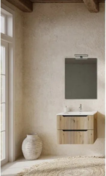 Mobile Bagno Sospeso Comfort 2 Cassetti Cannettato 60 Cm Rovere Oro