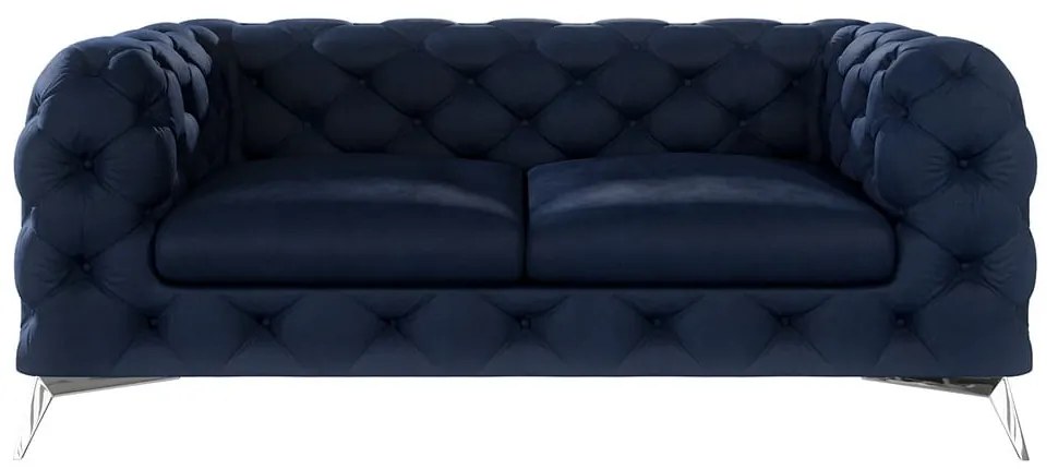 Divano blu scuro con rivestimento in velluto 185 cm Chelsea – Ropez