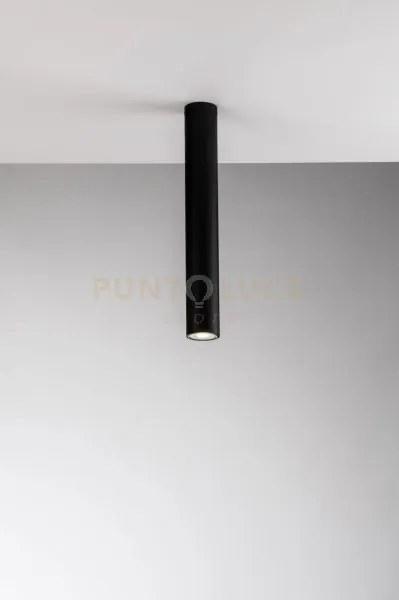 Plafoniera-faretto fluke tonda nera 1 luce attacco gu10 5,5x5,5x40cm