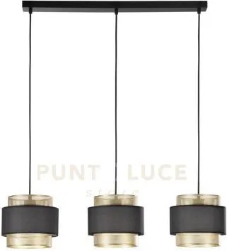 Lampadario a sospensione lounge tre pendenti oro e nero in metallo ...