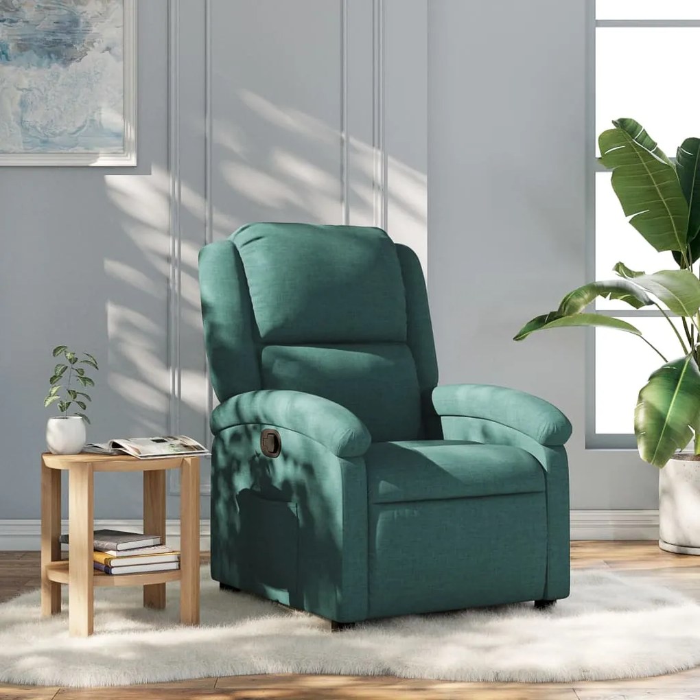 Poltrona Reclinabile İn Tessuto Verde Scuro /