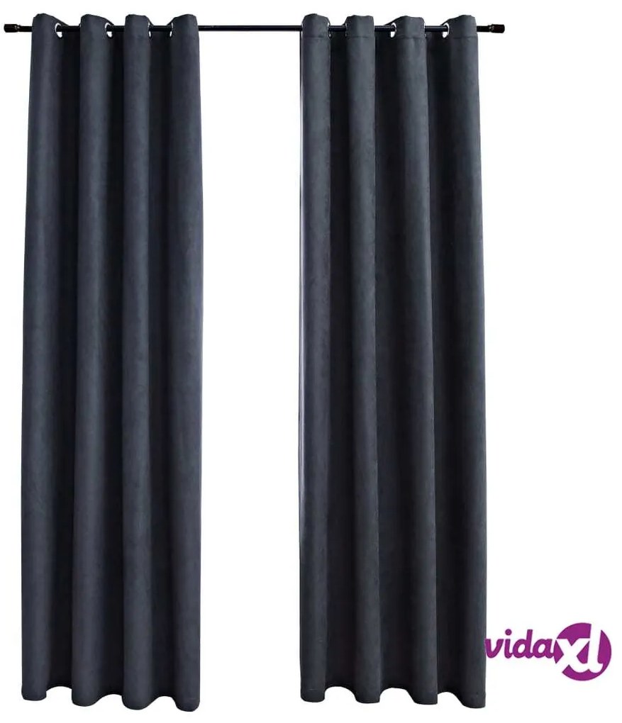vidaXL Tende Oscuranti con Anelli in Metallo 2 pz Antracite 140x175 cm