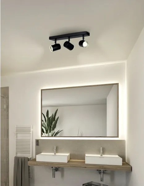 Eglo 901966 - Faretto da bagno CONSUMA 3xGU10/5W/230V IP44 nero