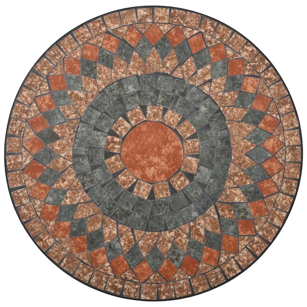 Set bistrò 3 pz con mosaico in ceramica arancione/grigio
