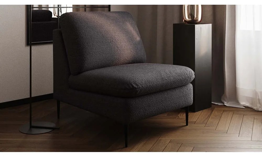 Poltrona nera in tessuto bouclé Moilo - MESONICA