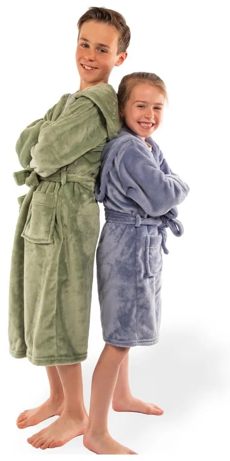 Accappatoio per bambini blu in micropile 122-128 Delux – Tiseco Home Studio