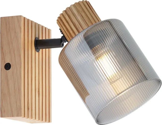 Faretto smart in legno con vetro fumé orientabile e inclinabile con Wifi G45 - Gracy