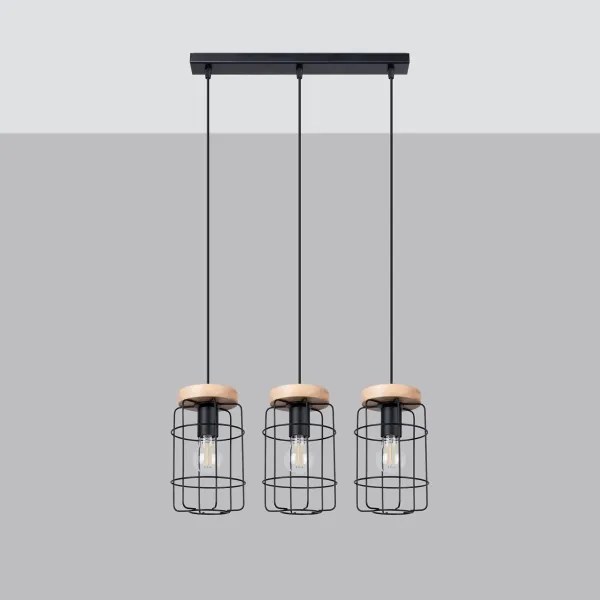 Sollux SL.1264 - Lampadario a sospensione con filo GOTTO 3xE27/15W/230V nero