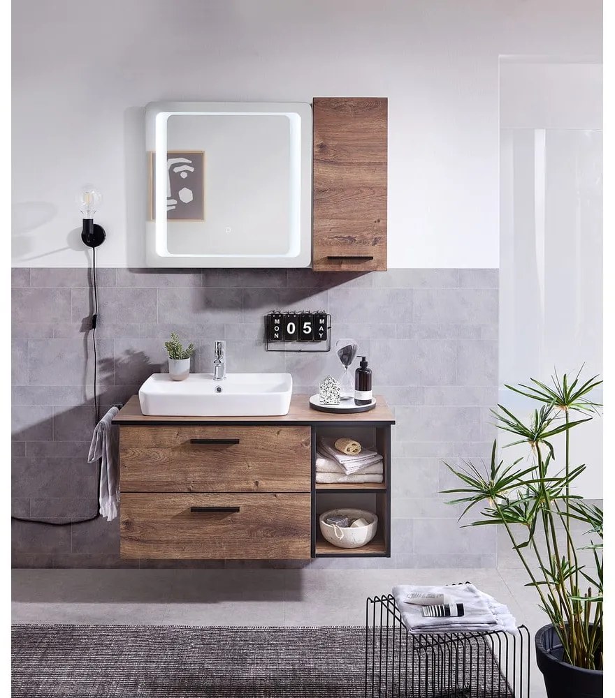 Mobile bagno basso marrone in rovere 30x51 cm Set 374 - Pelipal