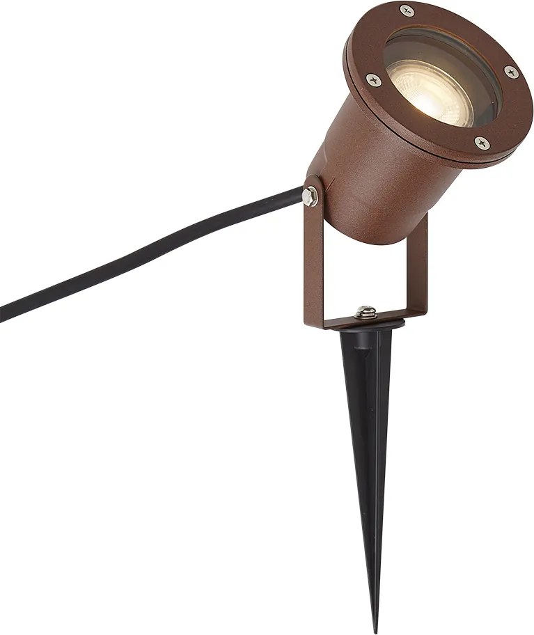 Faretto da giardino moderno marrone ruggine con cavo e spina 204cm IP65 - Basic