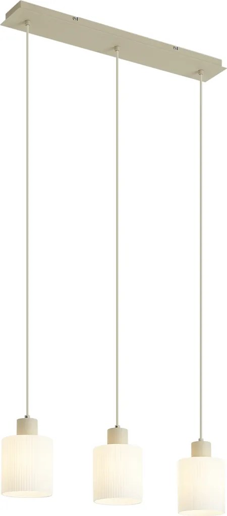 Lampada a sospensione scandinava beige con vetro bianco 3 luci - Wisp