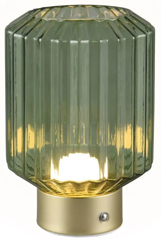 Lampada da tavolo LED dimmerabile in verde e oro con paralume in vetro (altezza 19,5 cm) Lord - Trio