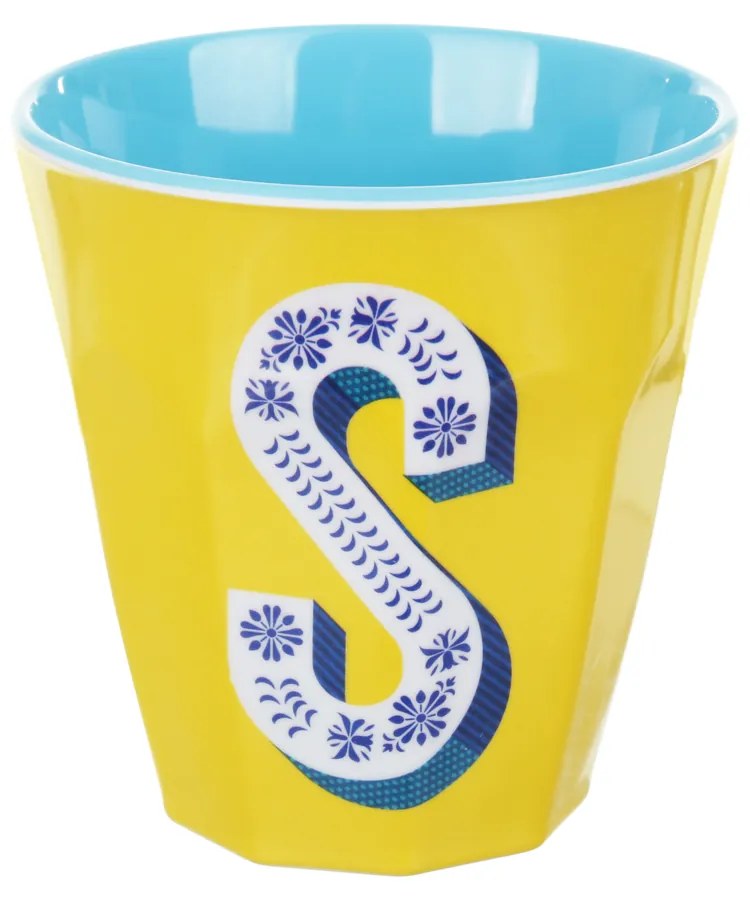 Bicchiere melammina giallo lettera S 280 ml Maiolika