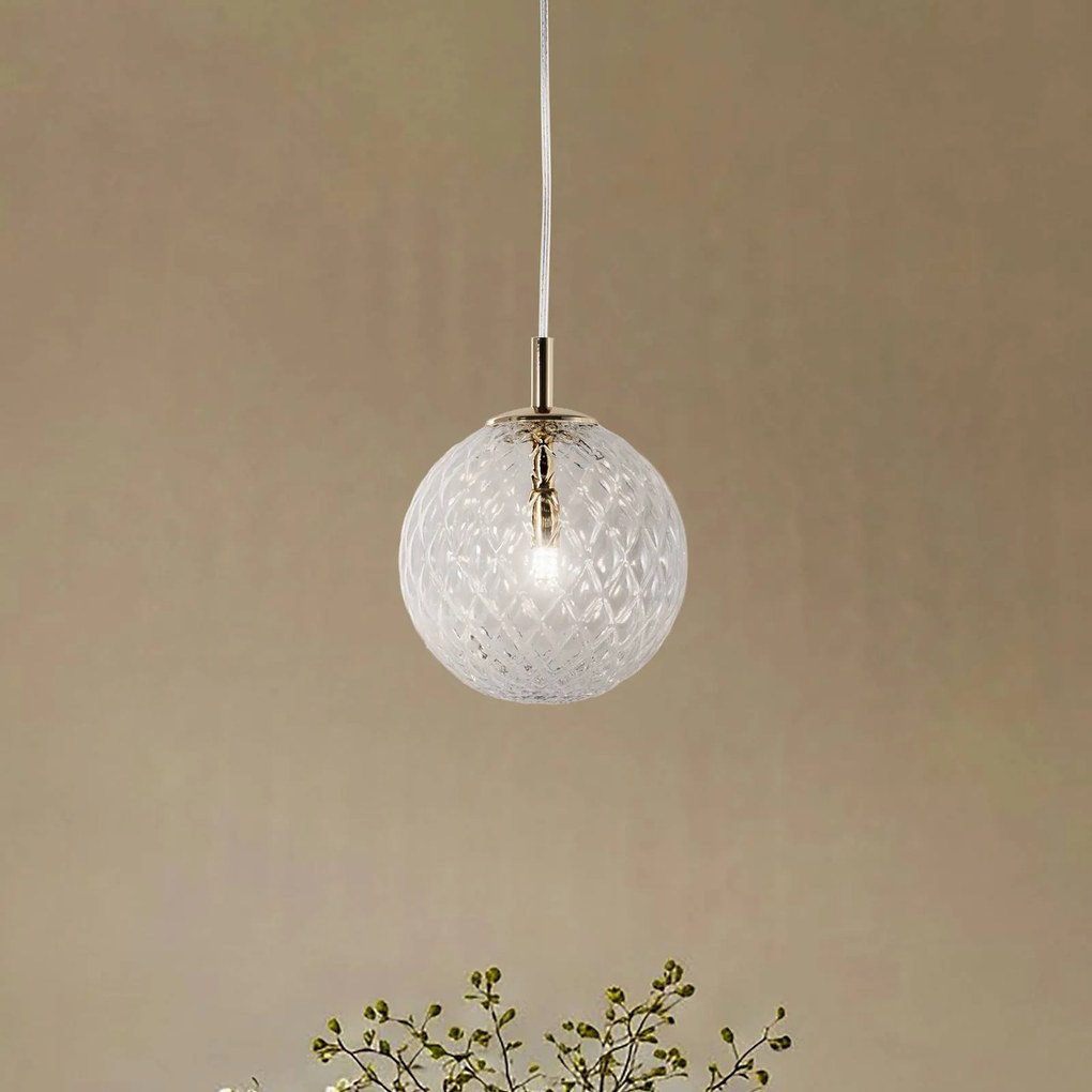 Lampada a sospensione Cadix in vetro, 1 luce, Ø 21 cm TK Lighting, dimmerabile, Chiaro / Trasparente, Soggiorno / Sala da pranzo, Vetro