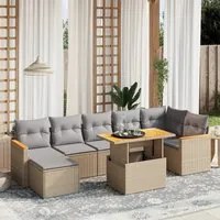 Set Divano da Giardino 8 pz con Cuscini Beige in Polyrattan 3273187