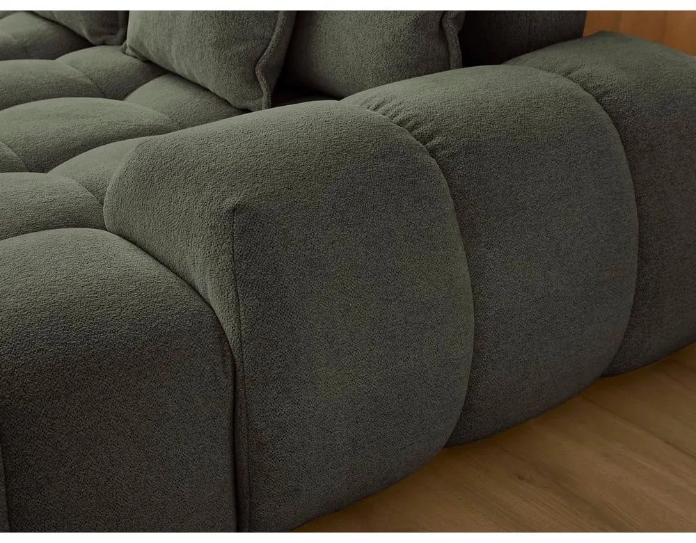 Divano angolare verde allungabile e con contenitore (penisola a sinistra/a U) con rivestimento in ciniglia Everest – Bobochic Paris