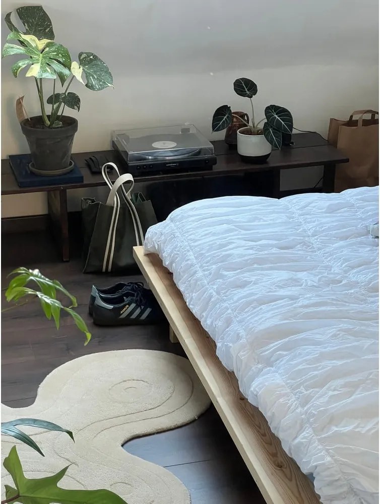 Letto singolo di colore naturale in pino massiccio con rete inclusa 120x200 cm Japan – Karup Design