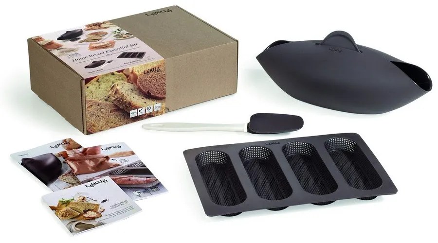 Set di stampi da forno in silicone adatti per baguette/adatti per pane 3 pz Essential – Lékué