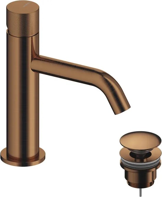 Rubinetto per lavabo a canna bassa getto laminare cristallino Loop K oro rosa spazzolato lucido SANYCCES