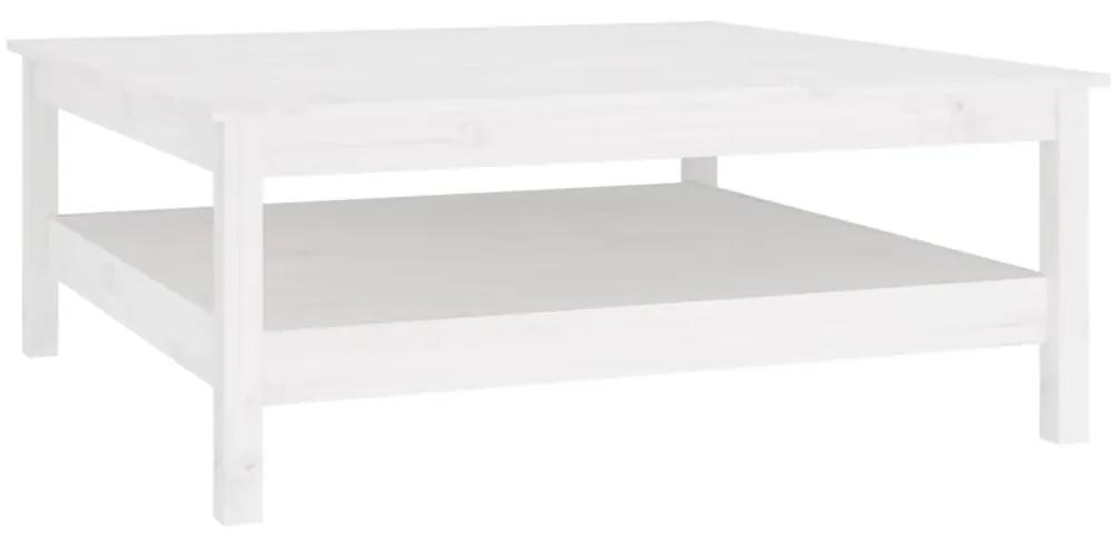Tavolino da salotto bianco 100x100x40 cm legno massello di pino