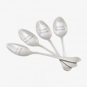 Set 4 Cucchiai Da Dessert Odon Coffee Monster - Sklum