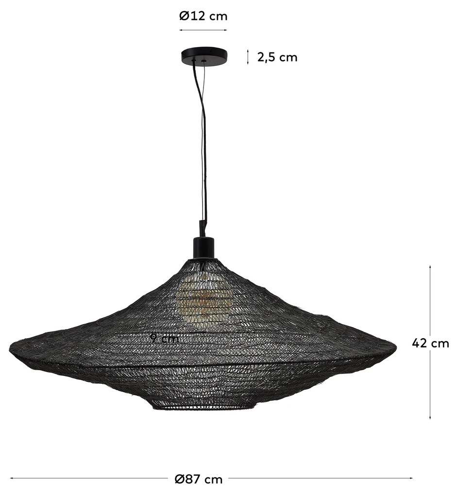 Kave Home - Lampadario Makai di metallo con finitura in nero Ã˜ 87 cm