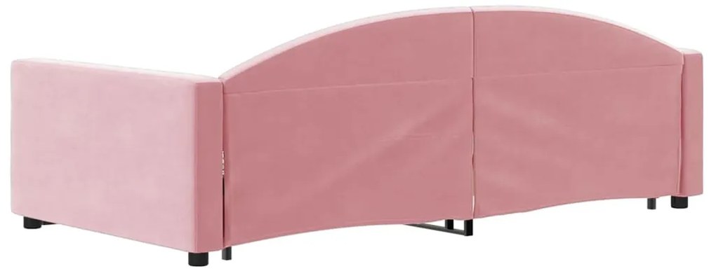 Divano letto estraibile con cassetti rosa 90x200 cm velluto