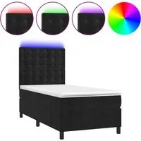 Letto a Molle con Materasso e LED Nero 80x200 cm in Velluto 3136331