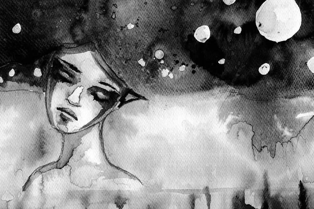 Quadro su tela – Fata lunare in bianco e nero