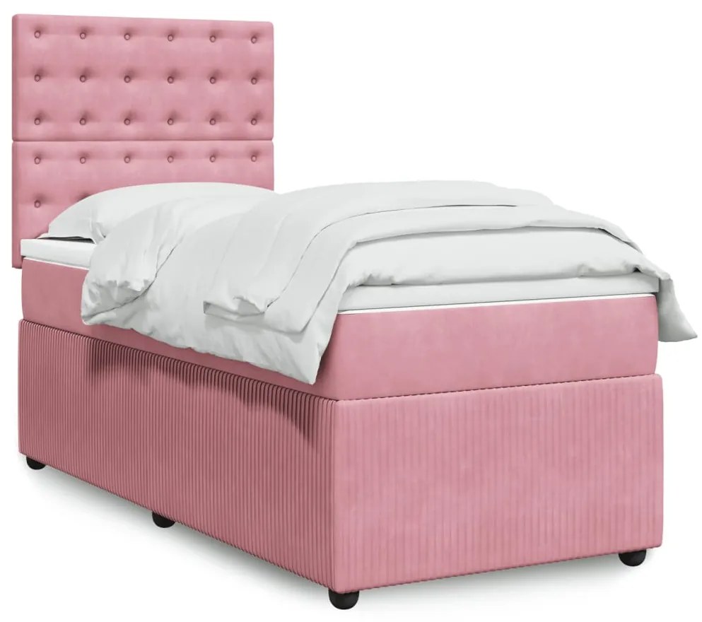 Giroletto A Molle Con Materasso Rosa 90x200 Cm İn Velluto /