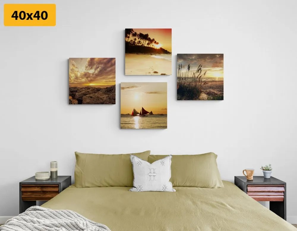 Set di quadri – Tramonto incantevole al mare