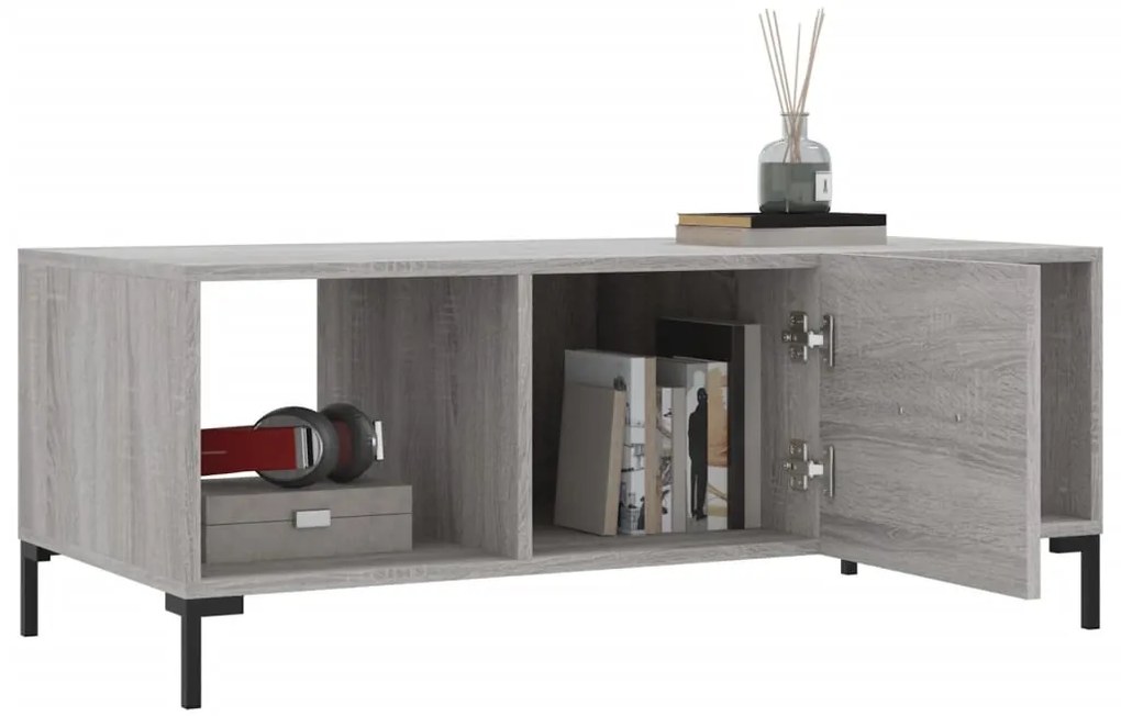 Tavolino da salotto grigio sonoma 102x50x40cm legno multistrato