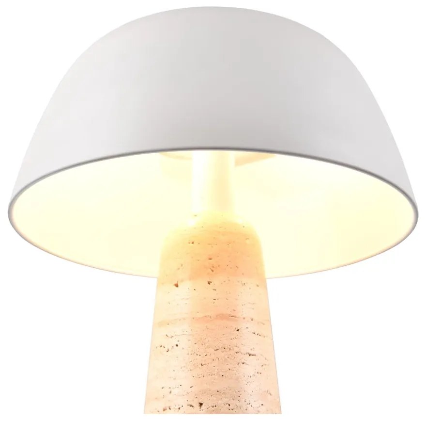 Lampada da tavolo bianca e beige con paralume in metallo (altezza totale 41 cm) Timba – Trio Select
