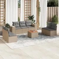 Set Divano da Giardino 8 pz con Cuscini Beige in Polyrattan 3257732